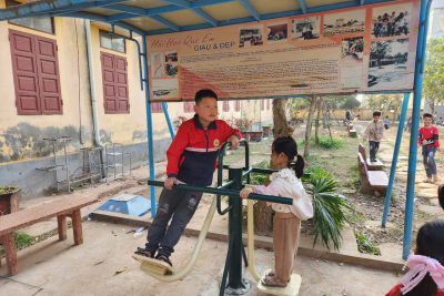 Tạo dựng khu tập luyện thể dục thể thao trong nhà trường Tiểu học Hải Hòa